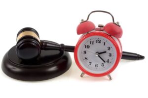 A Judge's gavel and clock