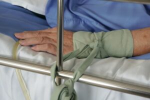 Patient restraint on a Nursing Home bed