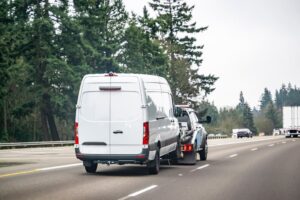 Rear ended delivery van accident on the road